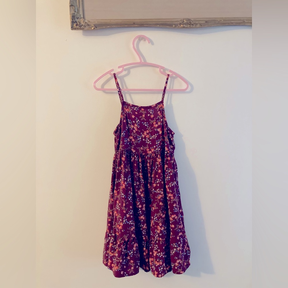 Old Navy Floral Tiered Dress in Maroon and Pink Farmhouse Cottagecore 4T Toddler